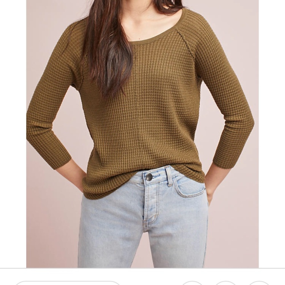 Anthropologie H.one raglan waffle pullover